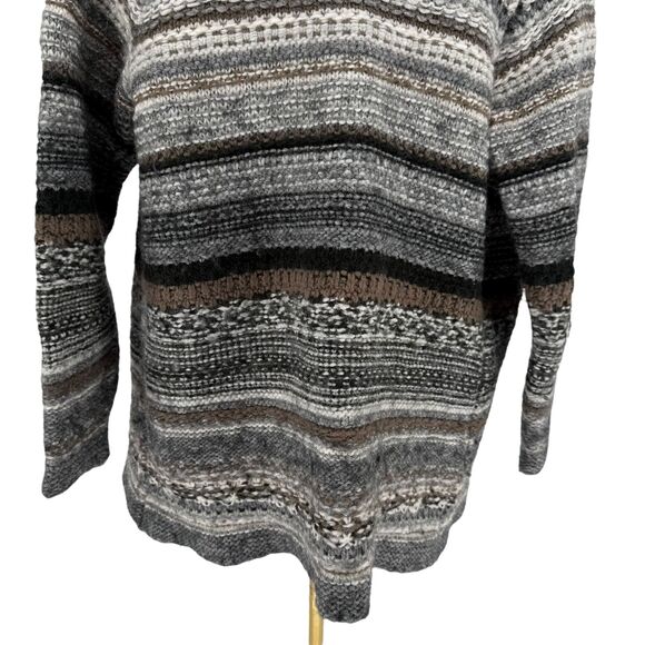 J. Jill Open Knit Cardigan Size MEDIUM Gray Wool Alpaca Blend Nordic Fair Isle - Picture 13 of 16